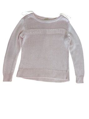 Elie Tahari Blush Pink Knit Sweater Women Small Lightweight Crewneck